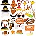 TINKSKY Thanksgiving Photo Booth Props Happy Thanksgiving Day Photo Prop Kit Decorations DIY Attached to Stick 34pcs
