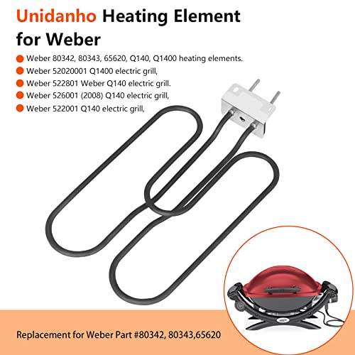 Unidanho Heating Element Replacement for Weber Q1400 526001 52020001 522801 522001 Electric Grill Smoker Parts BBQ 110V 1500W #65620#80342