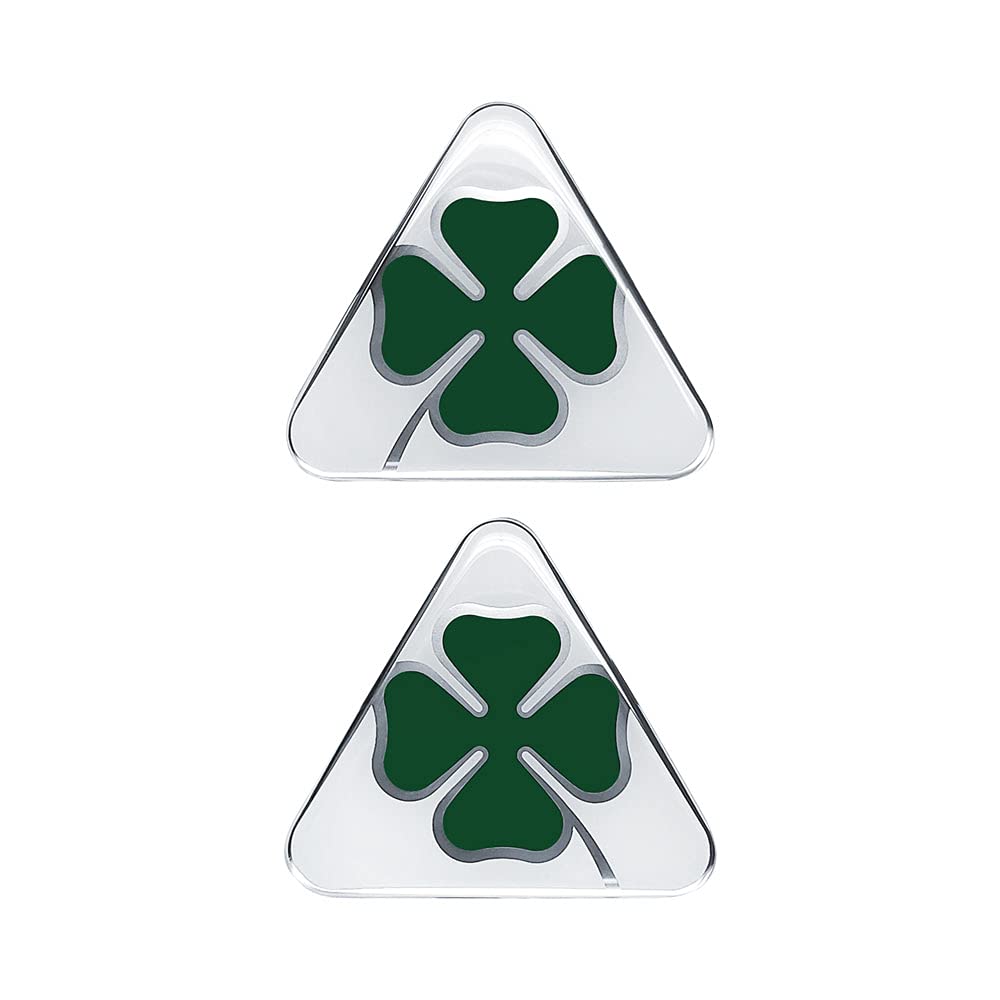 Alfa Romeo 21841 3D Sticker 2 Four-Leaf Clovers DX+SX, Green and White, Set of 2, 10 cm 21841