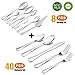 HaWare 48 Pieces Silverware Set with Serving Utensils, Stainless Steel Fancy Flatware Cutlery Set for 8, Traditional Elegant Style Tableware Eating Utensils, Mirror Polished & Dishwasher Safe