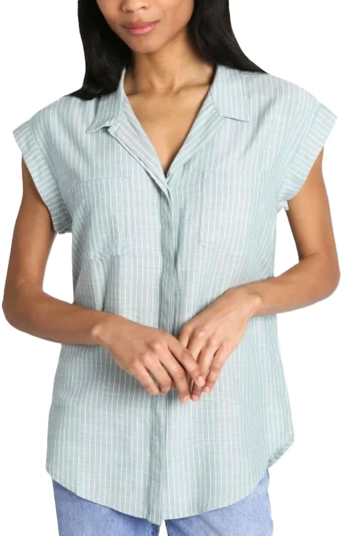 Photo 1 of Jachs Girlfriend New York Women's Button Front Blouse (US, Alpha, X-Large, Regular, Regular, Green Stripe)