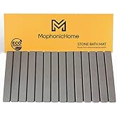 MophonicHome Extra Long Foldable Stone Bath Mat 32 x 15 - Diatomaceous Earth Shower Mat, Non-Slip Quick-Dry Stone Bath Mats for Bathroom, Super Absorbent, Compact Design, Easy to Clean, Dark Gray