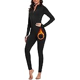 VUTRU Long Sleeve Jumpsuit for Women One Piece Fleece Romper Zip Front Workout Bodycon Full Body Yoga Jumpsuits
