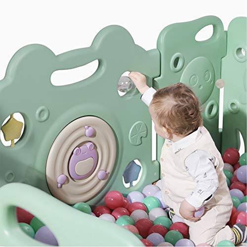 Baby Playpen - Kids 14 Panel Activity Centre Safety Play Yard, Home Indoor Outdoor New Pen - Frog Design
