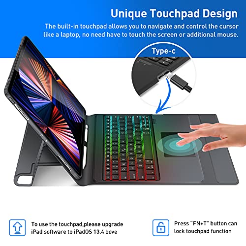 iPad Pro 12.9 inch Case Keyboard 5th Generation 2021 with Touchpad