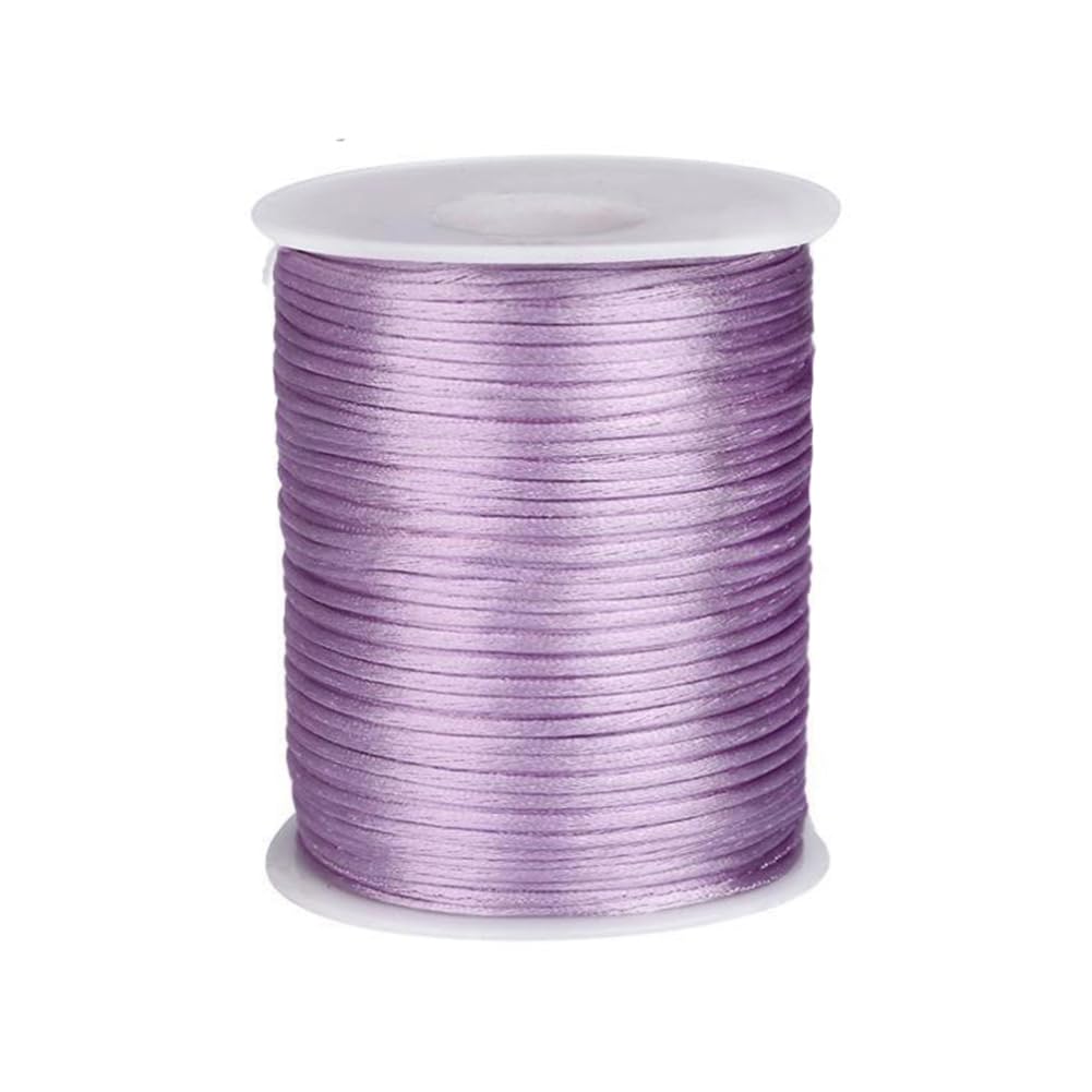 Photo 1 of 1.5 mm x 110 Yards Nylon Satin Cord Beading Braided Thread String for Chinese Lucky Knotting Rattail Macrame Necklaces Bracelets Jewelry Making (Light Purple)