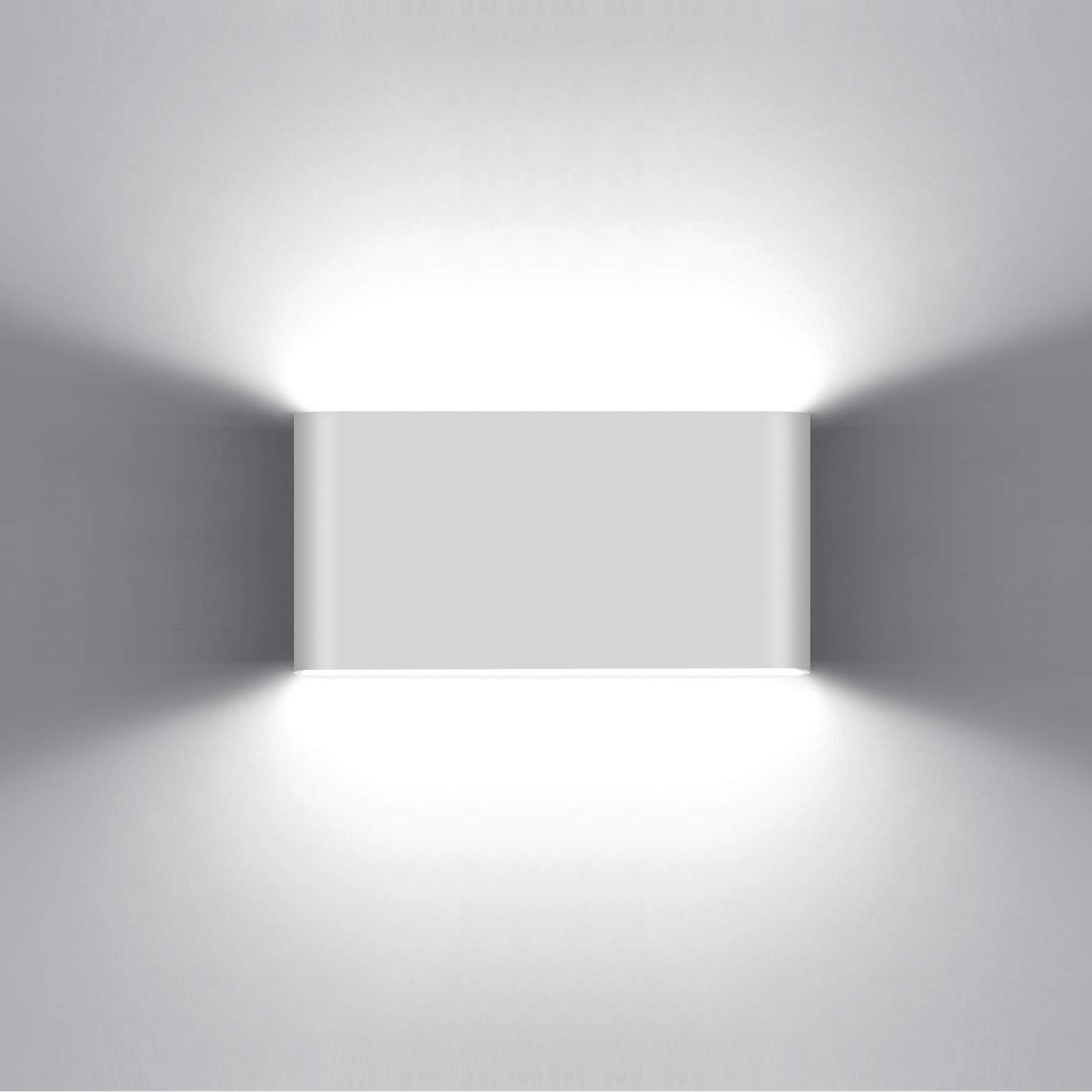 KAWELL 12W Modern Wall Lamp LED Wall Light Up Down Aluminum Wall Wash Lights Waterproof IP65 Outdoor Indoor for Bedroom Living Room Bathroom Stairs Porch Corridor Hallway, White 6000K