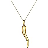 Savlano 925 Sterling Silver 18K Gold Plated Chain Horn Cornciello Talisman Amulet Pendant Necklace Comes With Gift Box for Women & Men - Made in Italy