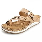 Alexis Leroy Women's Comfort Wedge Heel Sandals Thong Buckle Flip Flops
