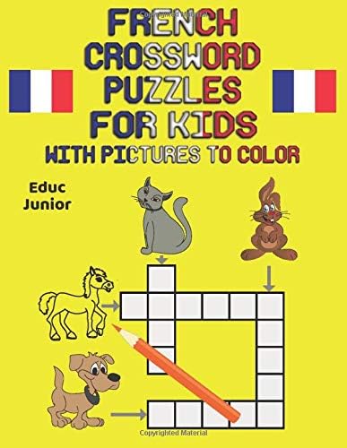 French crossword puzzles for kids with pictures to color