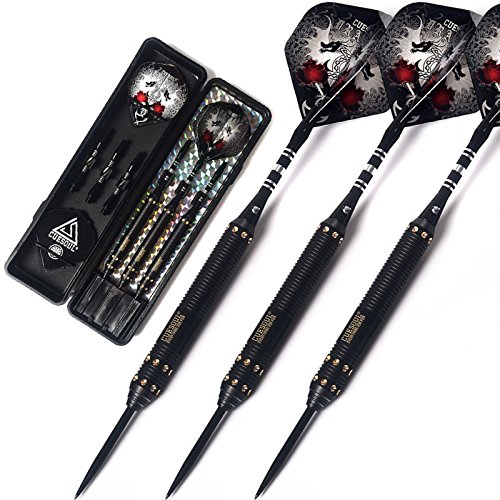 CUESOUL Dragon Series Steel Tip Darts Set 25 Grams Brass Barrels Durable Aluminum Shafts Great Grip Accuracy Good solid Accurate Darts Case Portable (JL-SL-J2204)