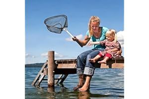 1-Piece Aluminum Alloy Folding Fishing Net, Compact Collapsible Landing Net with Handle, Portable for River Lake