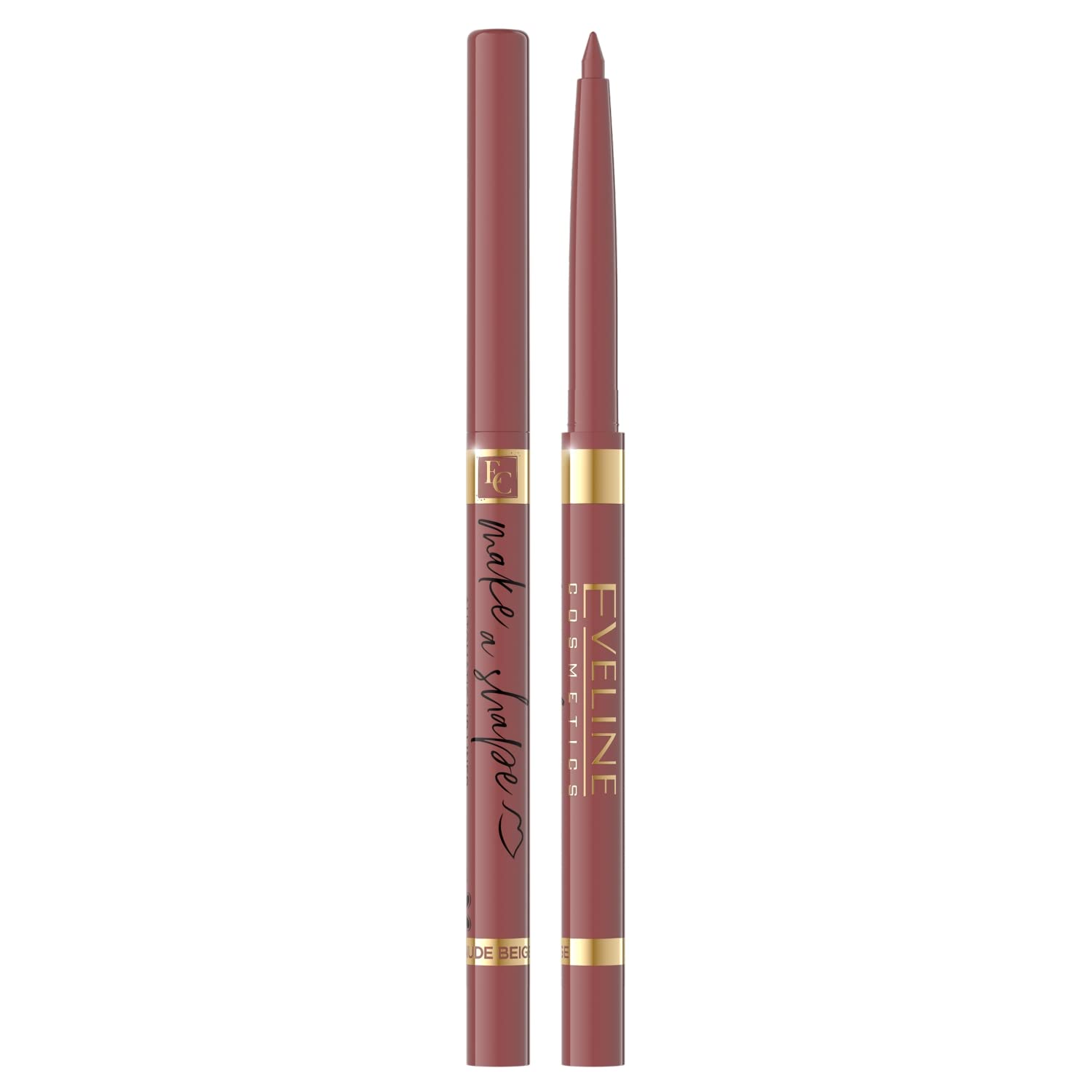 Eveline Cosmetics Make A Shape Automatic Lip Liner - No 02 Nude Beige | Long-lasting, Highly Pigmented, Vegan-Friendly Lip Pencil
