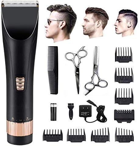 [2018 New Version]Professional Trimmer & Professional Hair Clippers Cordless Rechargeable Hair Trimmer for Men & Kids Precision Fade Clipper Loaded with Features 5 Adjustable Blade + 8 Guide Combs LCD