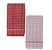 Kuk's Cuisine Kitchen Towels - Ultra Absorbent - 100% Cotton - Size: Jumbo (25.5 in x 17.7 in) - AKA European Tea Towels, Dish Cloths, Dish Towels - Checkered Pattern - Set of Two (Red & White)