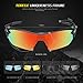 TOREGE Polarized Sports Sunglasses with 5 Interchangeable Lenes for Men Women Cycling Running Driving Fishing Golf Baseball Glasses TR002 (Black&Rainbow Lens)