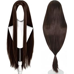 PORSMEER Long Straight Wig with Center Part for Women, 30 inch/80 cm Straight Middle Part Synthetic Heat Resistant Fiber Hair