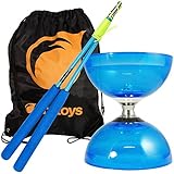 Blue Cyclone Quartz 2 Diabolo & Blue Superglass Diablo Sticks Set with Firetoys® Bag