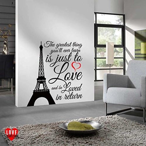 The greatest thing you?ll ever learn Moulin Rouge quote Eiffel Tower wall art sticker by LoveWallArt, Small, Black
