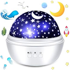 Projector Lamp,EMIUP Night Light Projector Star Projector 360 Degree Rotation Sky Projector Ocean Projector Use for Kids Night Light,Decorative Light,Mood Light,Christmas Gifts,Birthday Present(White)