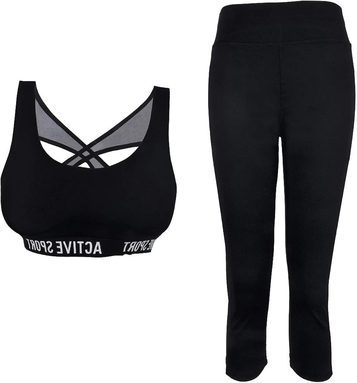 PF Completo sportivo da donna Set da palestra 2 pezzi Reggiseno sportivo imbottito e ghette a 3