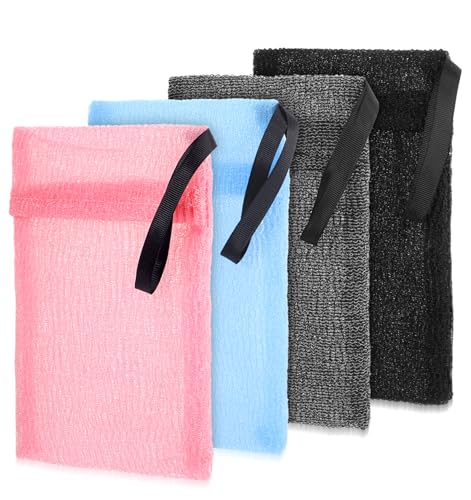 4 Pcs Bar Soap Bag, Bar Soap Pouch for Washing Body Scrubber Pouch for Bath, Shower & Travel, Reusable Mesh for Facial Cleaning & Body Wash