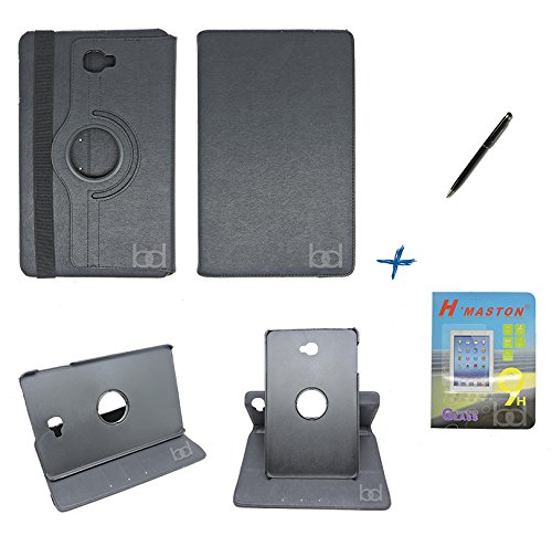 Kit Capa Case Galaxy Tab A Note - 10.1´ T580 / T585 Giratória / Caneta Touch + Película de Vidro (Preto)