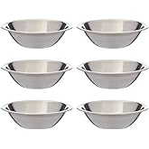 SET OF 6-6 1/2 Inch Wide Stainless Steel Flat Rim Flat Base Mixing Bowl