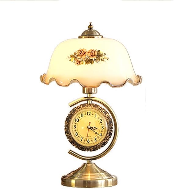 Decorative Bedside lamp, E26 Atmospheric Gold Fashion Glass Clock Desk
