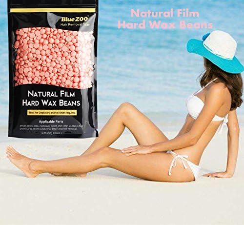 Hair Removal Wax Beans, Colgear Bluezoo No Strip Depilatory Hot Film Hard Wax Pellet Waxing Bikini Hair Removal Bean, for Men Women Facial Arm Legs & Sensitive Areas 8.8 Ouces/bag (Rose flavor)