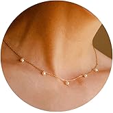 BSGRL Pearl Necklace for Women- 14K Gold-plated/White Gold-plated Dainty Pearl Necklace for Women