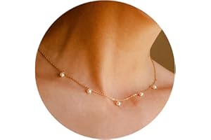 BSGRL Pearl Necklaces for Women - 14k Gold Filled Dainty Pearl Necklace Pearl Y Necklace Pearl Pendent Necklace Prom Necklace 16"+2"