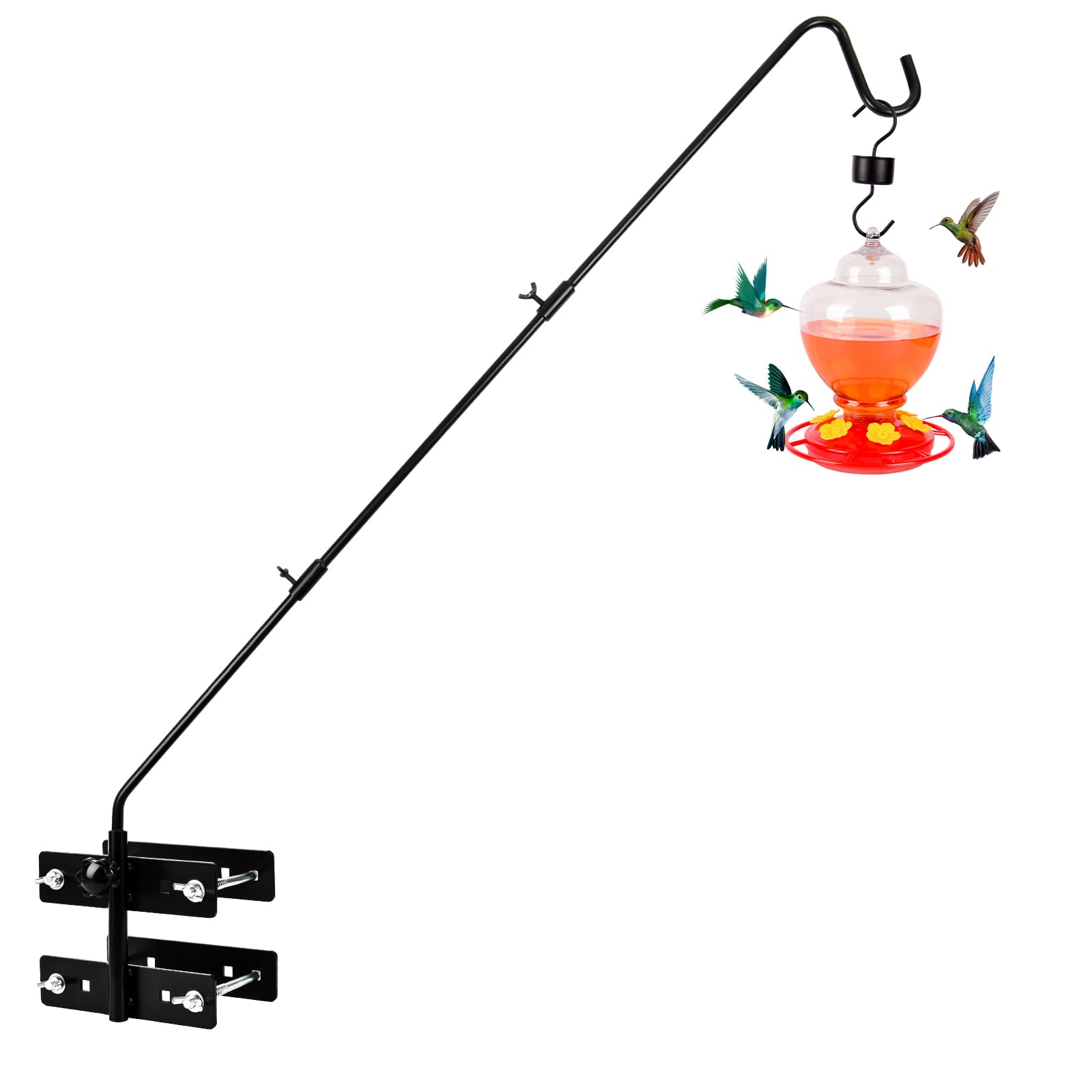 Photo 1 of Bird Feeder Hanger for Deck 27 to 41 Inch Adjustable Deck Hooks for Railing Heavy Duty Bird Feeder Hook for Deck Railing Fence Plant Hangers Outdoor Metal for Wind Chime Lantern Baskets