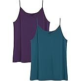 Latuza Women's Bamboo Viscose Cami Pajamas Top V Neck Camisole Tank Tops 2 Pack