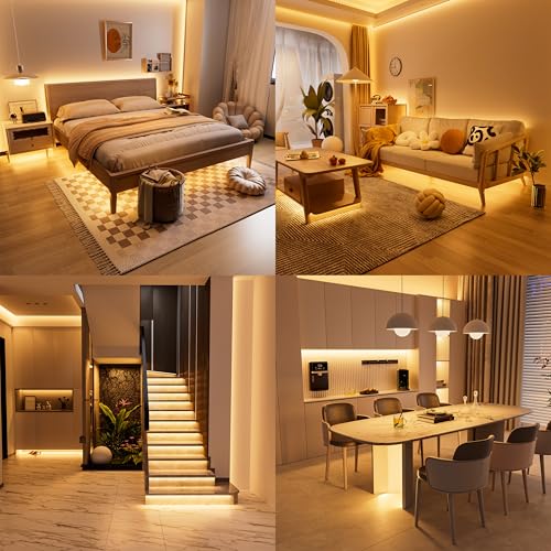 OULARA WIFI COB LED Strip 3M Warm White 2700K, Dimmable 24V LED Strip Light Set, Smart Work with Alexa/Google Assistant for DIY Lighting Under Cabinet,Bedroom,Kitchen