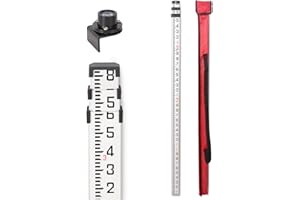 Mountlaser Aluminum Grade Rod 9Foot-10th, 3 Sections Dual Sided Telescoping Leveling Rod with Bubble Level and Carrying Case