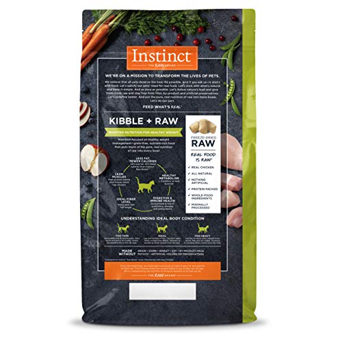 INSTINCT RAW BOOST HEALTHY WEIGHT, NATURAL DRY CAT FOOD WITH FREEZE DRIED PIECES, GRAIN FREE RECIPE – REAL CHICKEN, 10 LB. BAG