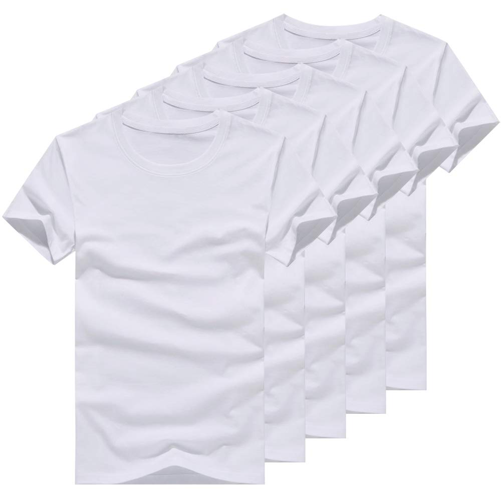 Hisitosa インナーシャツ メンズ 肌着 ５枚組 Tシャツ 半袖 クルーネック 防菌防臭 綿100% シャツ 下着 クセになる肌触り (ホワイト, L) の商品画像