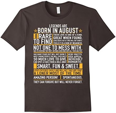 Mens Legends Are Born In August T-Shirt Small Asphalt