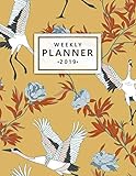 Weekly Planner 2019: Peony floral and Japanese white crane bird oriental 2019 planner and organizer with weekly views, inspirational quotes, to-do lists and more. (Pretty Planners) by 