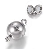 Beadthoven 20Sets 304 Stainless Steel Magnetic Clasps Round Magnet Clasp Jewelry Making Accessory or Bracelet Necklace Jewelring Making Connector Handmade Accessories Supplies|Size 14x8mm