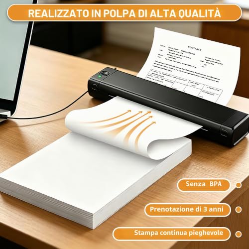 (200 Sheets) A4 Thermal Printer Paper, Foldable Thermal Paper, Compatible with Most Thermal Printers, BPA-Free, Suitable for Thermal Printers for Documents and Web