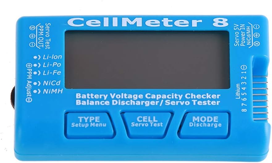 RC CellMeter 8 Digital Battery Capacity Checker Battery Voltage Tester LCD Backlight for LiPo Life Li-ion NiMH Nicd