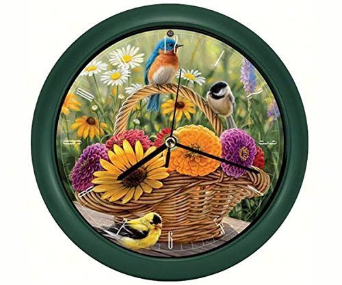 Mark Feldstein & AssociatesRosemary Millette Summer Bouquet Clock with Original Bird Sounds, 8"