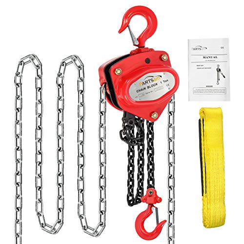 Partsam 2200LBS Capacity 10FT Lifting Manual Chain Block Hoist Come Along 1 TON Heavy Duty Hooks Commercial Grade Steel - Image 6