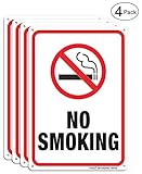 No Smoking Sign,4 Pack No Smoking Metal Reflective Signs - 10 x 7 Inches .040 Rust Free Heavy Duty Aluminum Sign - UV Printed with Professional Graphics - Easy to Mount - Indoor & Outdoor use