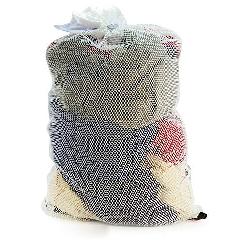 Meowoo White Drawstring Mesh Laundry Bag for Washing Machine, 27×35inch Extra Large Washing Bag Net for Delicates - Thumbnail 3