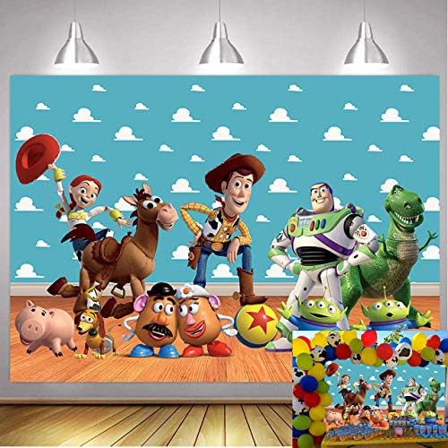 Cartoon Toy Story Blue Sky White Clouds Backdrop Kids Birthday Party