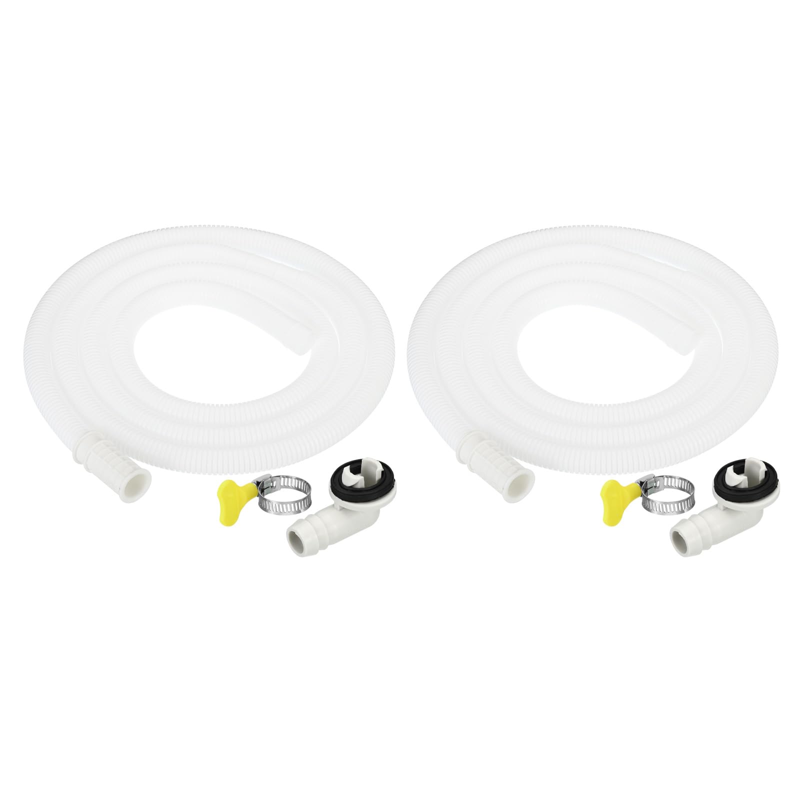 PATIKIL 6.5ft Air Conditioner Drain Kit, 2 Kit Universal Drain Connector AC Drain Hose with Clamp for Mini-Split Window AC Unit Faucet, White