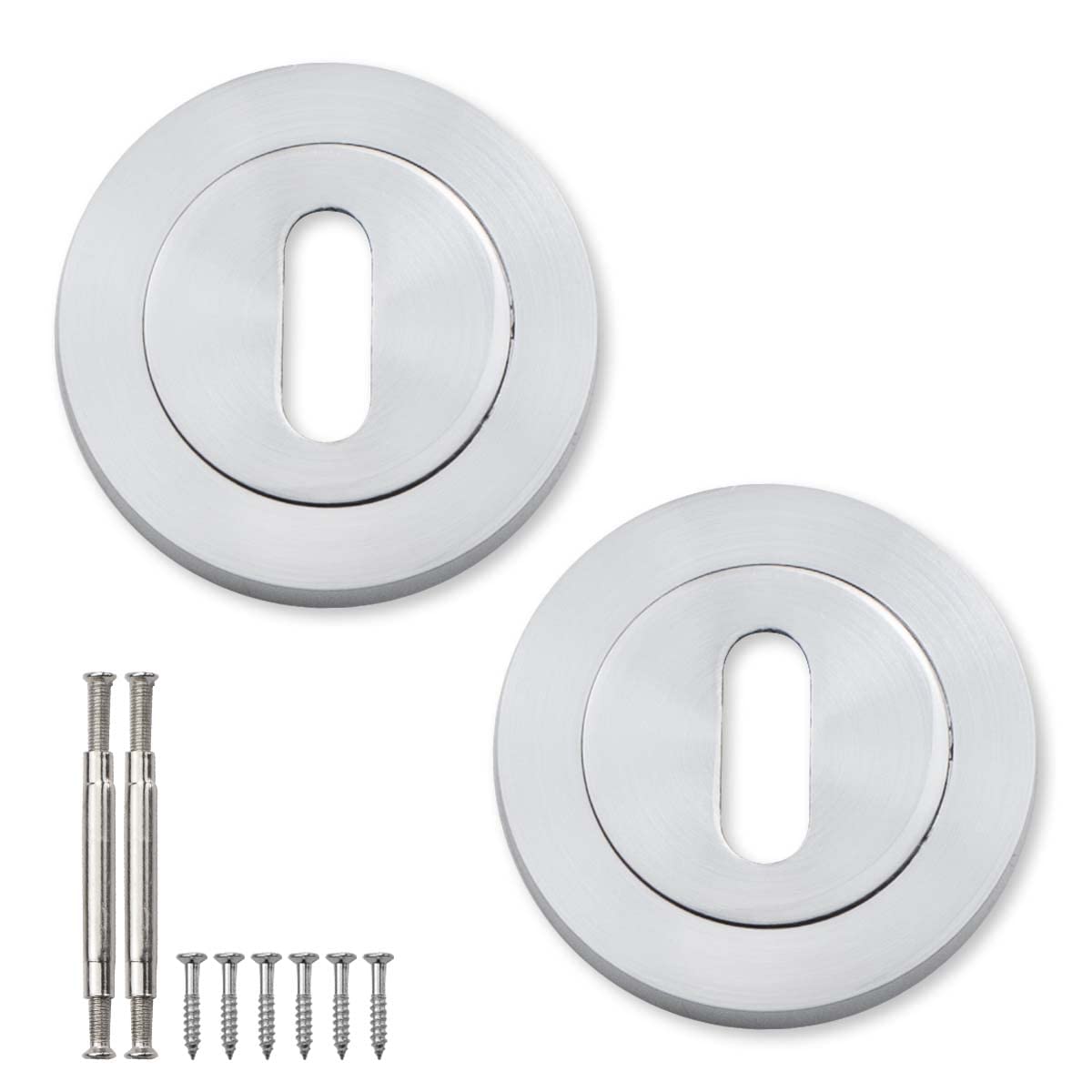 Bwintech 1 Pair 52MM Satin Chrome Keyhole Escutcheon Keyhole Cover
